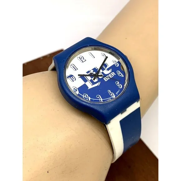 Miller Lite Beer Watch Unisex Quartz Vintage Blue White Rubber Band 35mm